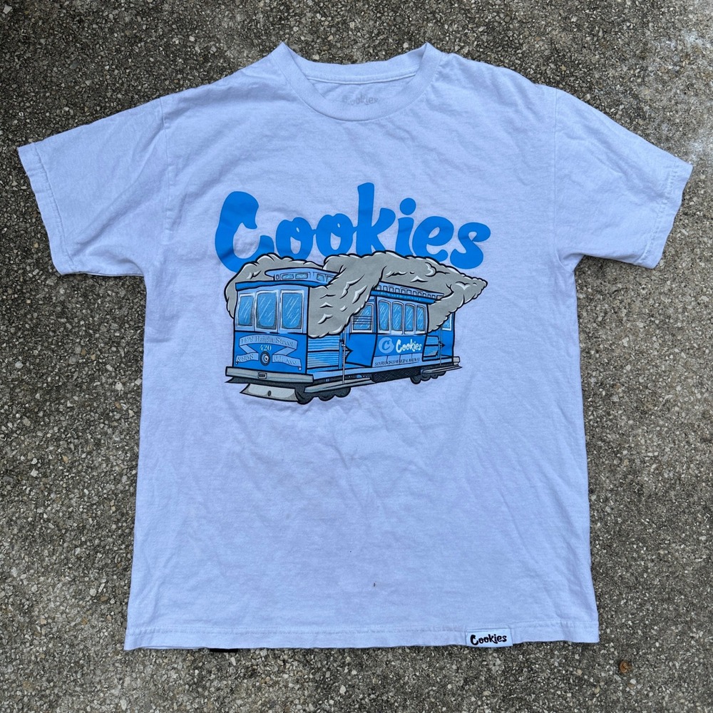 Cookies SF San Francisco Cable Car Graphic T-Shirt White Mens Medium Haight St